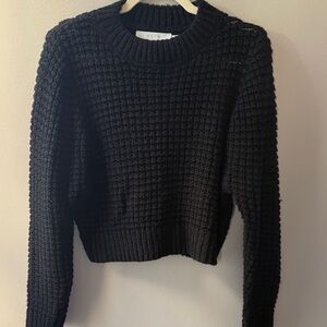 ASTR Women's Textured Black Sweater (Cropped)